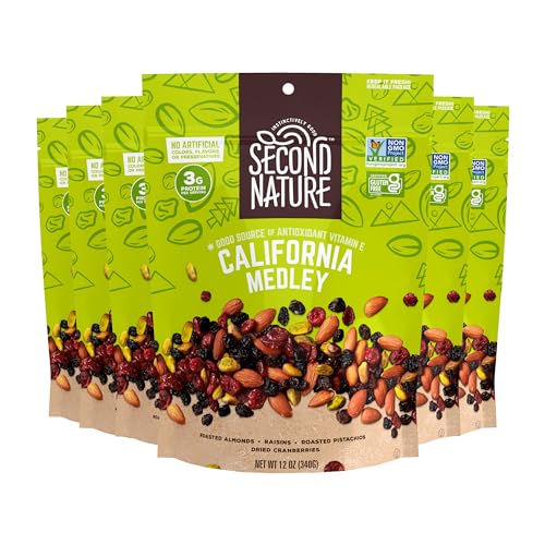 Second Nature California Medley Trail Mix - 12 oz | Resealable Snack Pouches, Pack of 6- Certified Gluten-Free Snack, Nut Trail Mix to Satisfy Hunger - image 1
