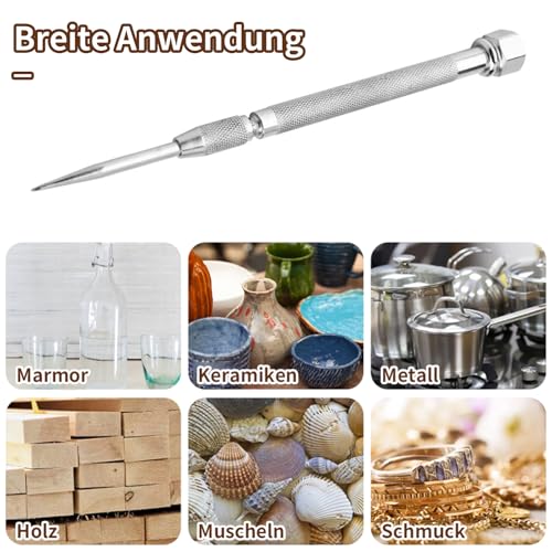 Reißnadel Metall, Reißnadel Hartmetall, G2 Spitze 55HRC, Reissnadel Metall für Schweißmarkierungsstift, Karbidstahlspitze für Glas/Keramik/Blech, Spitzenlänge 2-7/8, Griffdurchmesser 3/8