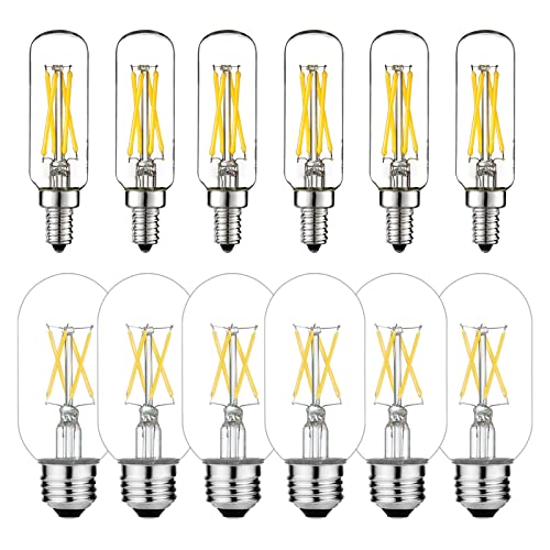LiteHistory Bundle of T6 E12 led Candelabra Bulb and T14 T45 led Bulb 6w=60w Dimmable Neutral White 4000K E26 Light Bulb AC120V 600lm for Pendant,Sputnik,Vanity,Chandeliers