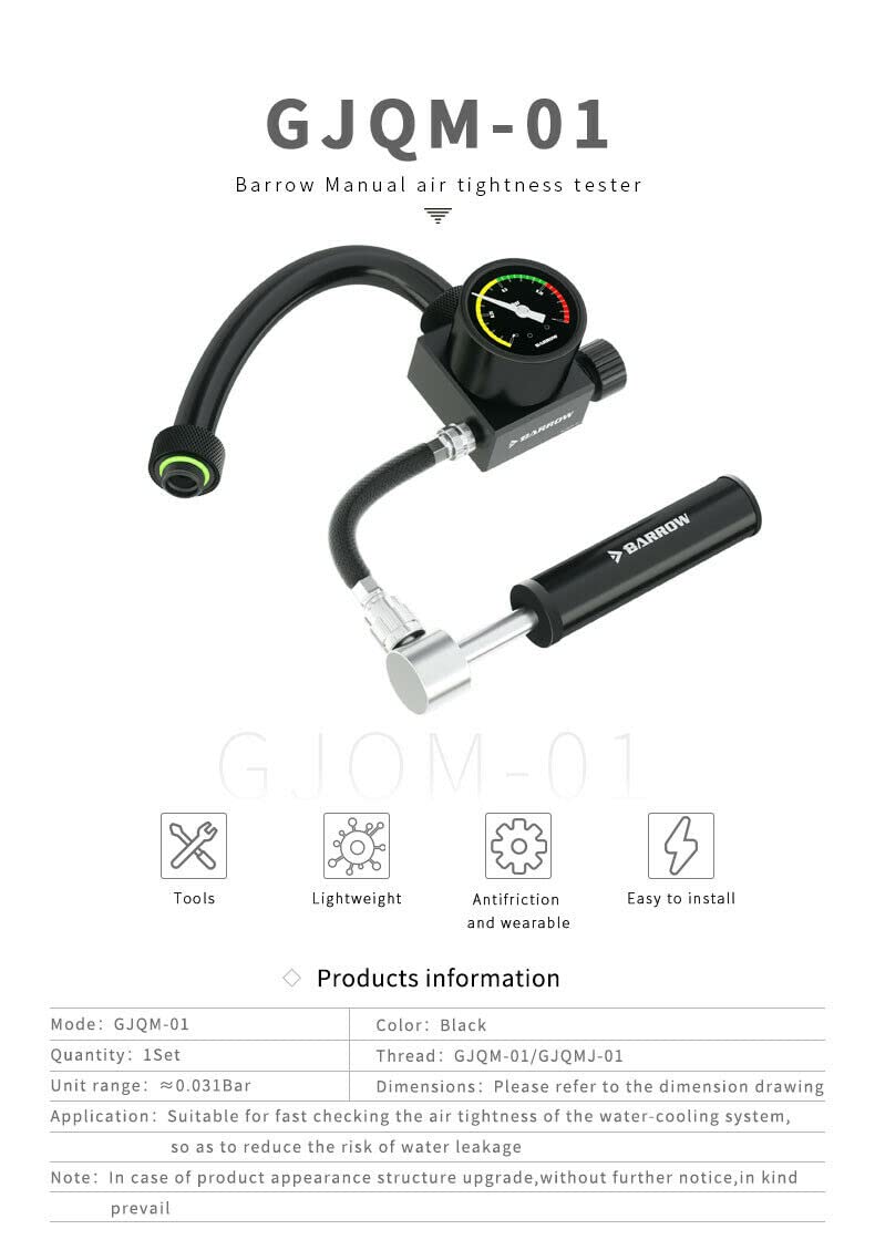 Barrow GJQM-01 System Lecktester 1,0 bar Manometer