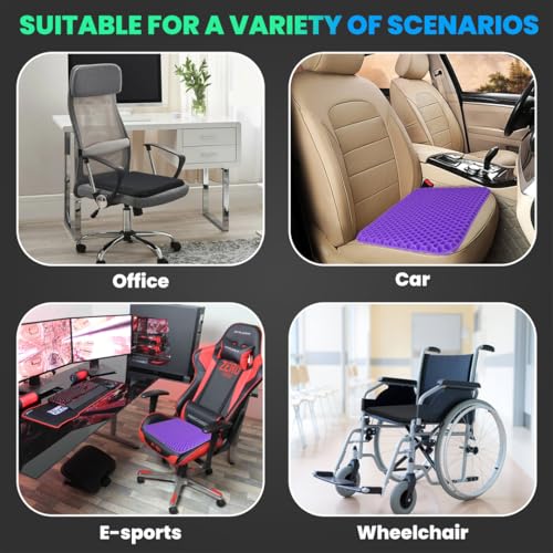 Image of Seat Cushion, Silicone Rubber Seat Pillow, Gel Orthopedic Seat Cushion with Non Slip Cover, Gel Silicon Pad for Car, Office Chair, Wheelchair