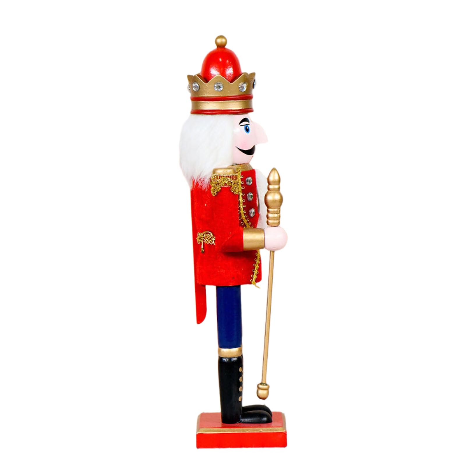 36 cm große Nussknacker-Figur aus Holz, Motiv: König mit königlichen Zeptern, Weihnachtsfigur, Sammlerstück, Dekoration für Zuhause, Tischregal, Dekoration