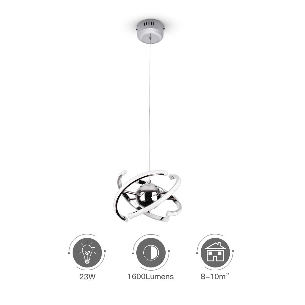 23 W LED de techo colgante, moderna lámpara de araña, luz de techo, CA85 – 265V, 4000 K luz natural, tubo y cordón ajustable 2