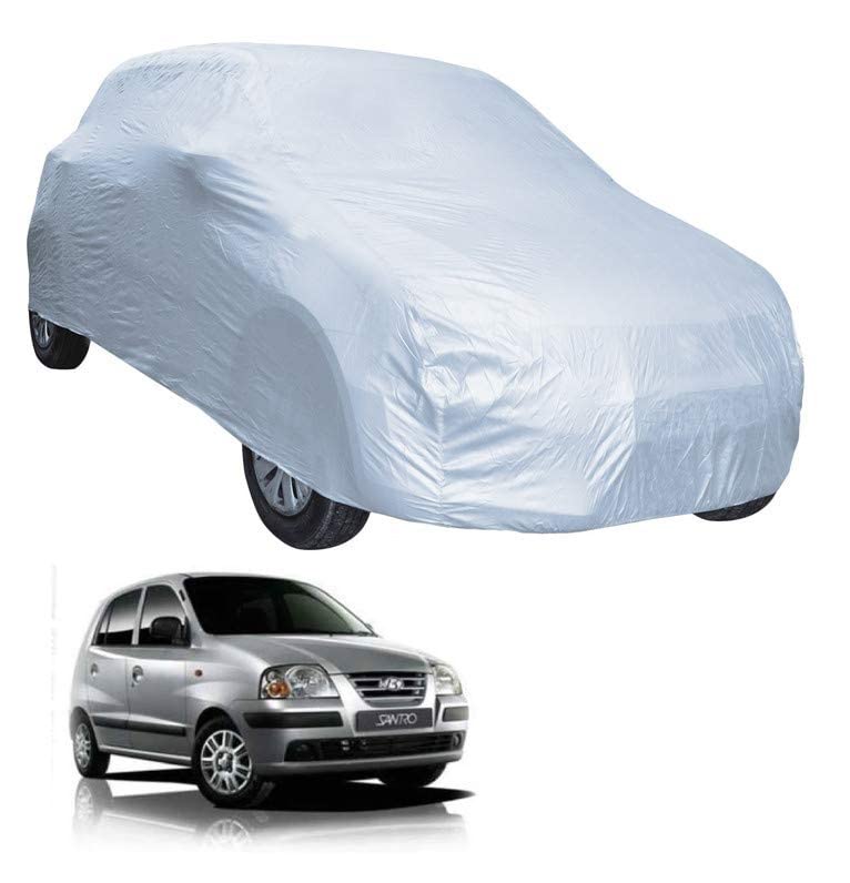 Image of Auto Hub Car Cover Compatible with Hyundai Santroo (Model : 2005-2011) with Weather Proof, Triple Stitched, Santroo Car Cover- Plain Silver