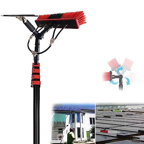 Brosse télescopique alimentée en eau de 10,8 m pour nettoyage de panneaux solaires