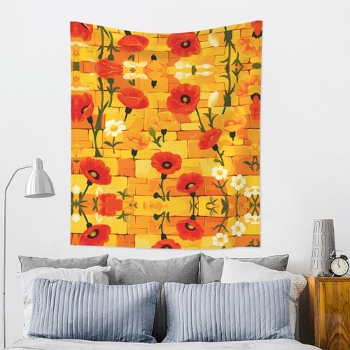 Tapisserie décorative d'intérieur coquelicots et nappe murale - 3