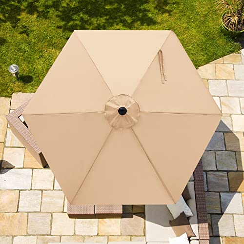 Image of ABCCANOPY 7.5ft Outdoor Umbrella Replacement Top Suit 6 Ribs (Beige)