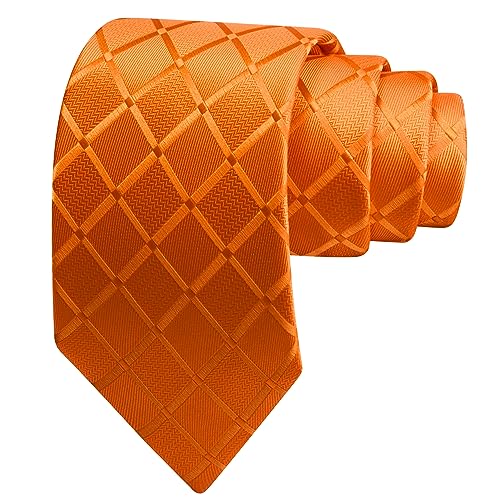 Image of GUSLESON 3.15 inch(8cm) Mens Tie and Lapel Pin Plaid Checkered Necktie Hankerchief Cufflinks Set for Men