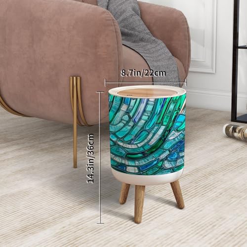 Caneca de basura pequeña con tapa diseño abstracto 1.8 gal miniatura 4