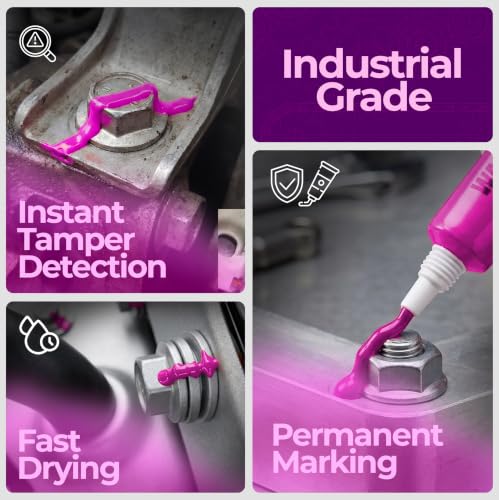 Image of Pink Torque Seal - Tamper Proof Cross Check Repair & Maintenance Warranty Torque Marker - 1.8 Oz Squeeze Tube Indicator for Bolts & Fasteners - Made in USA (Pack of 2)