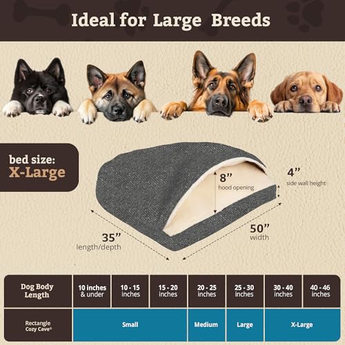 Image of Snoozer Rectangle Cozy Cave Dog Bed, Hooded Dog Bed, Merlin Pewter (XL)