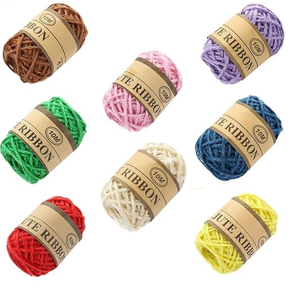 SEJASCOLLECTIONS | Set of 8 Rolls | Multicolor, Natural Colourful Jute Twine Rope for Crafting, String Ribbon Rolls for Art & Craft and Decoration,8 Multicolor Rolls.-image-40