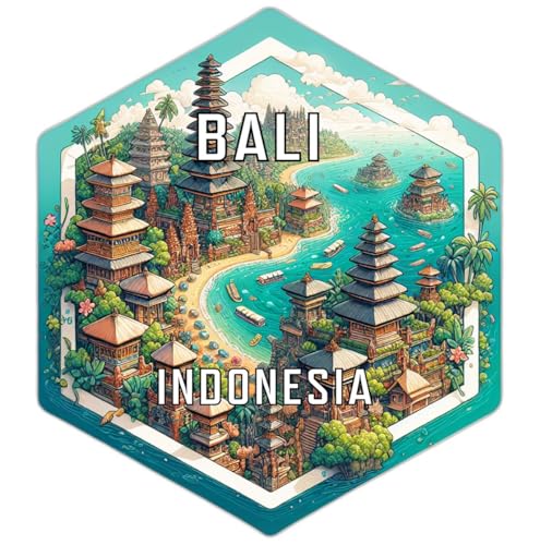 Imán decorativo hexagonal 2 pulgadas Bali Indonesia