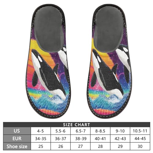 House Slippers Digital Killer Whale Print, Outdoor Indoor Unisex Rubber Sole Memory Foam 4-52