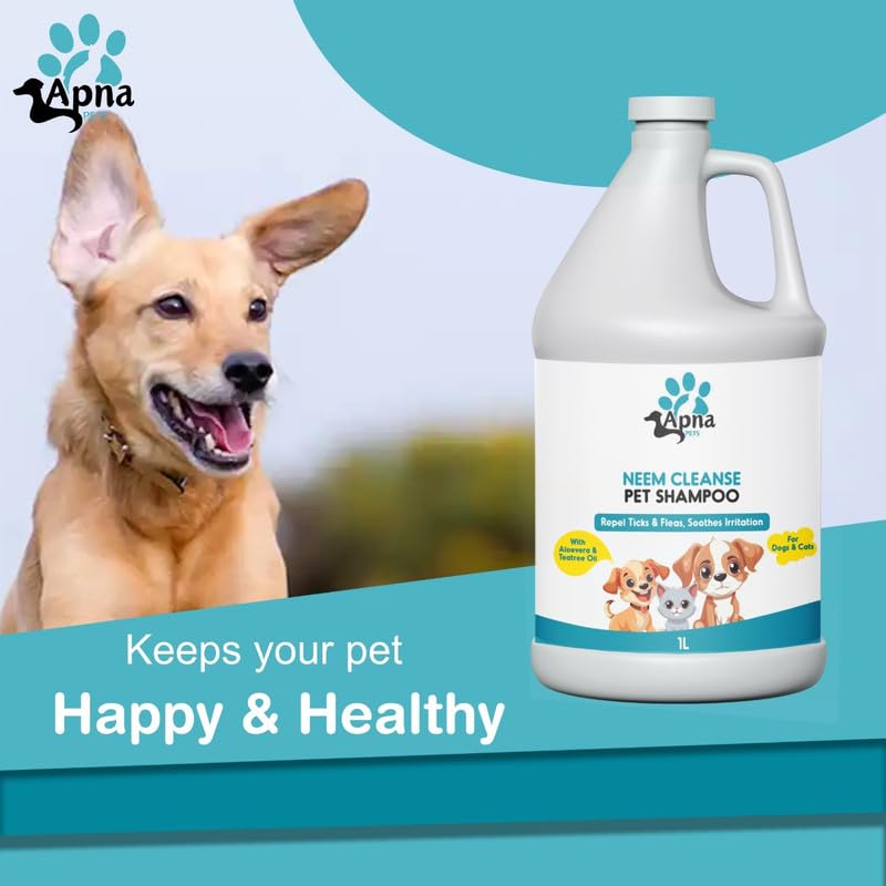 Image of Apna Pets Dog Shampoo & Puppy Shampoo - Naturally Organic Dog Shampoo for Smelly Dogs Grooming Products for Dogs, Deshedding Shampoo for Dogs Pet Shampoo-1 Liter