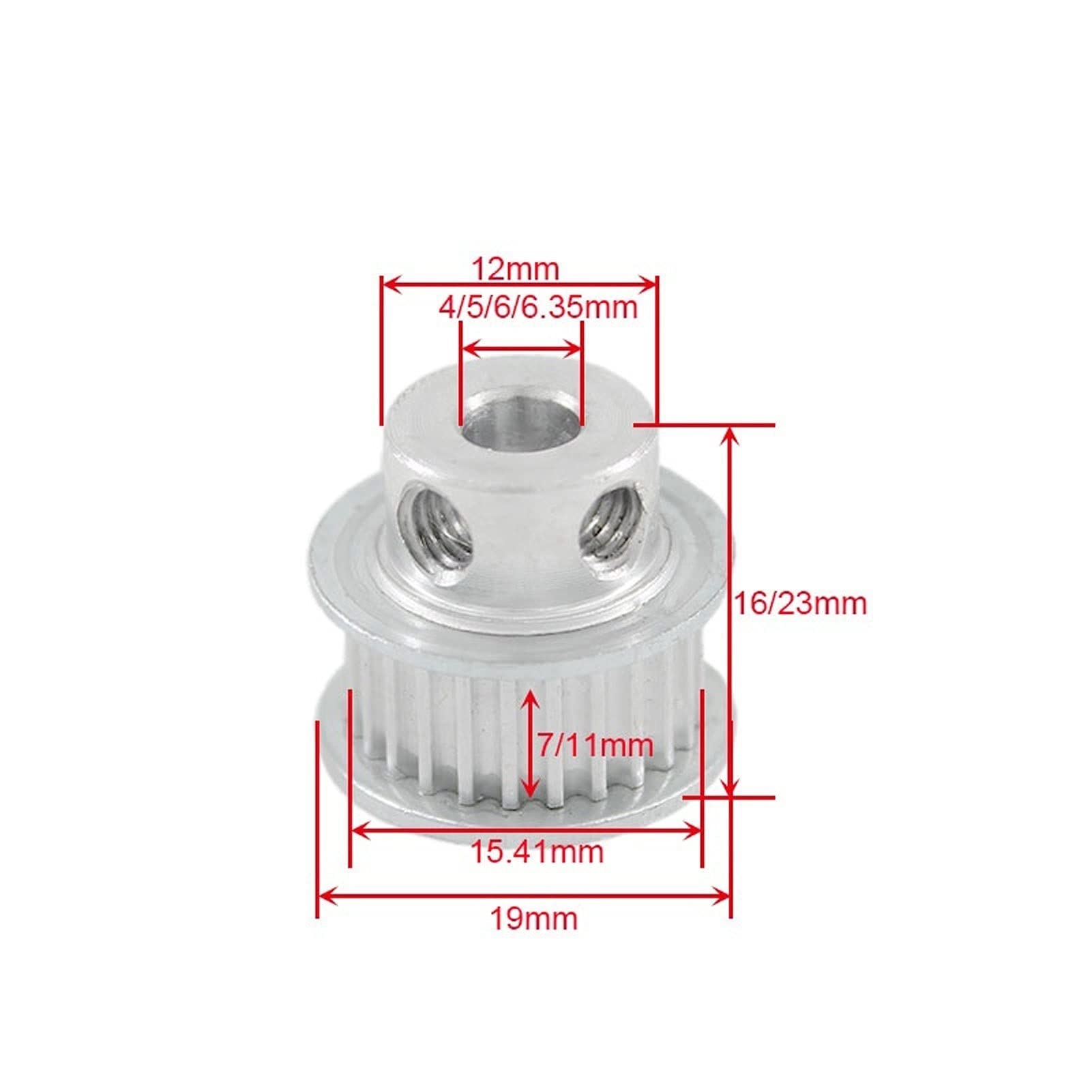 Timing Pulley 25 Teeth 2GT Timing Pulley, Bore 4/5/6/6.35mm, for GT2 Open Synchronous Belt Width 6/9/10mm, 25Teeth 25T (NO.1314)(Belt Width 6mm,Bore 5mm)