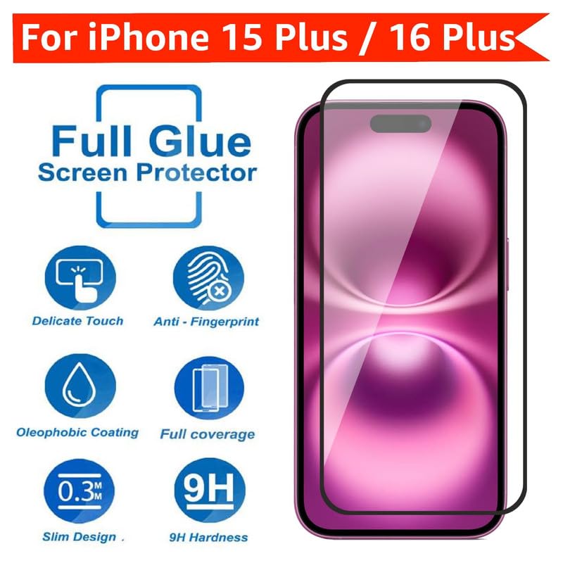 Image of Gorilla Extra Strong Premium HD+ ESD Anti Static Tempered Glass for Apple iPhone 16 Plus Edge to Edge Full Coverage Fingerprint and Oil Resistant with Easy Installation Kit