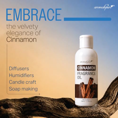 Image of Aromahpure Cinnamon Aroma Oil | 100ml Undiluted & Natural | Long-Lasting Scent for Aromatherapy, Candle & Soap Making, Diffusers, Room Freshener, Humidifier, Bathroom Revitalizer & Home Essentials