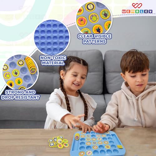 Image of Wembley Memory Chess Flip & Match Game for Kids - Educational Brain Development Puzzle Board Game with Animal & Fruit Tokens - Montessori-Inspired Learning Toy for Ages 3+