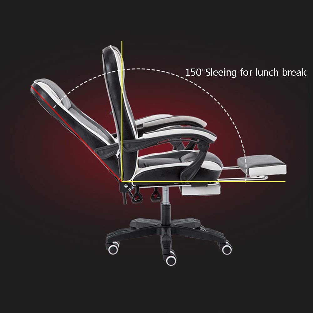 Ergonomiczne krzesło komputerowe z masażem talii, obrotowe krzesło dla graczy, wysokie oparcie, krzesło biurowe do sali konferencyjnej, z regulacją wysokości (brązowo-czarny)