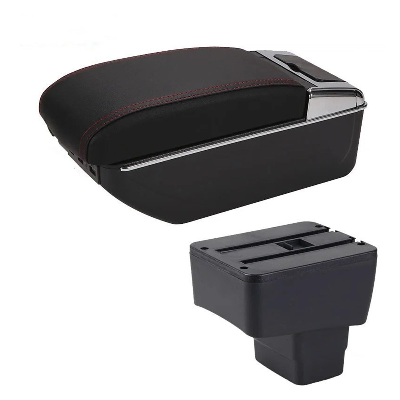 Hguvsjd Armrest Box For Mazda 2 II For CX-3 For CX3 For Skyactiv Version Armrest Storage Box Accessories Car Armrests(A Black red 7USB)