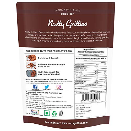Image of Nutty Gritties Party snacks Barbeque Almonds (BBQ) - Healthy Party Snack, Dry Roasted, Non Fried, Zero Oil, Crunchy, Tasty | Resealable Pouch - 200g (Pack of 5)