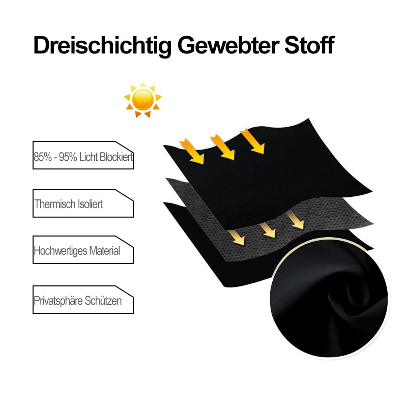 DWCN Gardinen Blickdichte Vorhänge Schlafzimmer Thermo Verdunklungsvorhänge – Ansicht 5