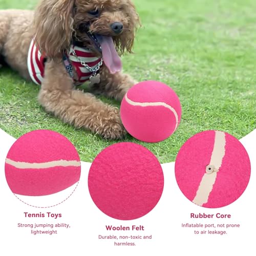 HERCHR Hunde Tennisball 20cm/8 Zoll Hoher Dehnbarkeit Gummi Plüschfilz Interaktives Ball Aufblasbare Riesen Tennisbälle Großer Tennisball Jumbo Hundeball Riesen Tennisball für Haustiere Geschenk