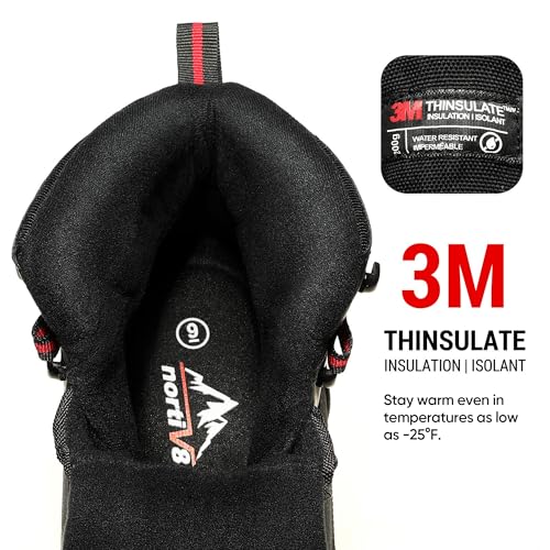 NORTIV 8 Herren Snow Winter Isolierte wasserdichte Outdoor-Stiefel,Size 44,Schwarz,A0014