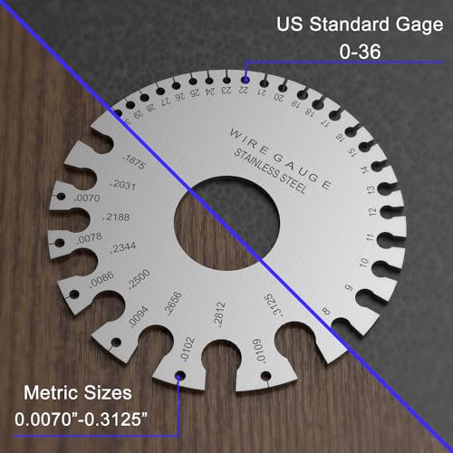 Professional Wire Gauge Measuring Tool, Metal Gauge Thickness Tool, Stainless Steel Metal Sheets Thickness Gauge & Dual-Sided Round Metal Sheet Gauge(Set of 2)