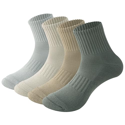 Image of MAGIARTE Womens Athletic Cotton Mini Crew Socks Thick Cushioned Running Hiking Multi Sports Socks for Women 4 Pairs