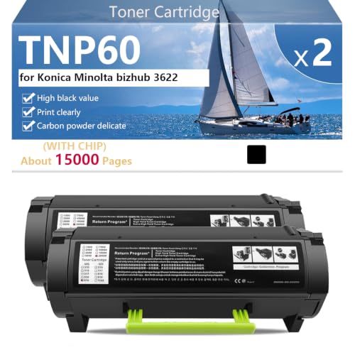 Toner TNP60 compatible Konica Minolta évitez les textes flous lot de 2