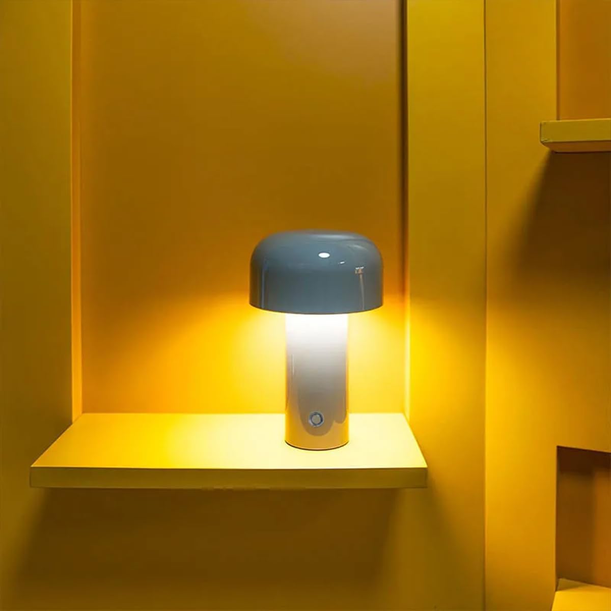 Lámpara de mesa de hongos portátil con atenuación táctil, luz nocturna LED recargable, mesita de noche para interiores y exteriores, restaurante, bar, luz para el hogar (verde)