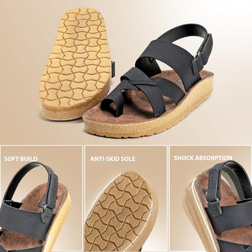 Image of Men Comfort Back Strap Sandals - Adjustable Slingback Flat Sandals with Cushioned Footbed, Lightweight Sole, Casual Everyday Wear Supportive Slip-On Style