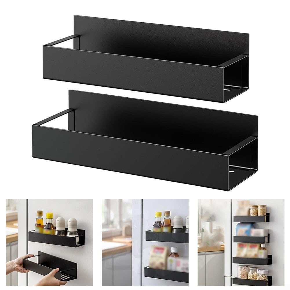 Zilimontt Lot de 2 supports magnétiques pour boîte à outils, organiseur de bouteilles en acier au carbone avec aimant puissant pour rangement de garage et d'atelier
