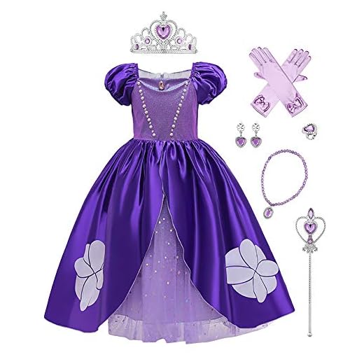 FYMNSI Niñas Disfraces de Princesa Rapunzel Elegante Vestidos de Sofia con Accesorios para Cumpleaños Fiesta Halloween Navidad Cosplay Carnaval Disfraces Costume Morado 4-5 Años