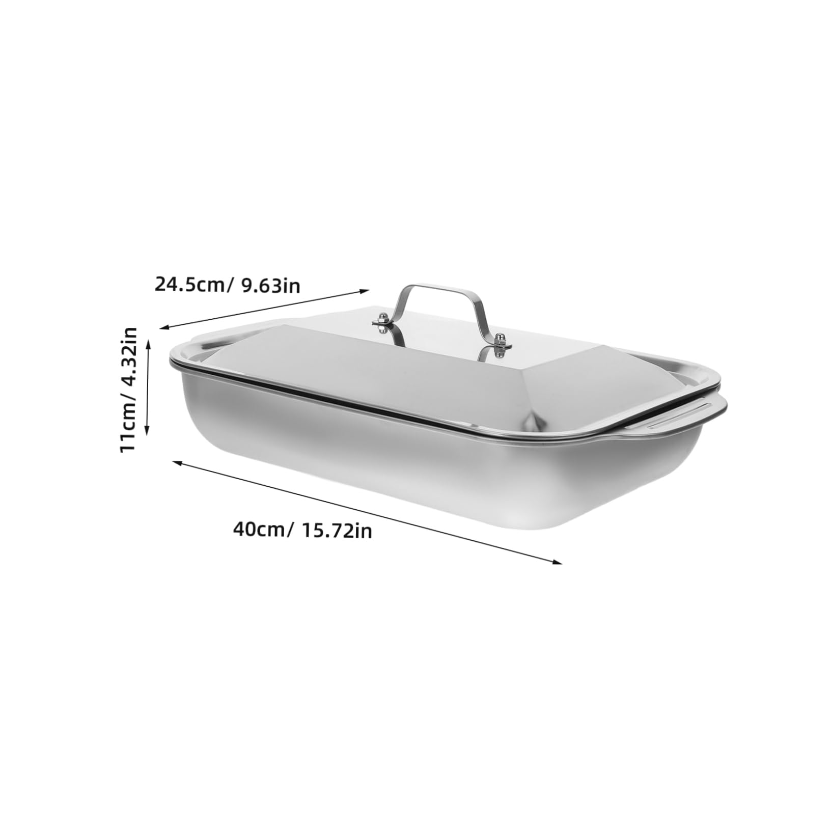 COLLBATH 1 Set Rectangular Stainless Steel Baking Tray Deep Roasting Pan for Fish Bbq and Home Cooking Easy to Clean Design for Portions for Oven Use