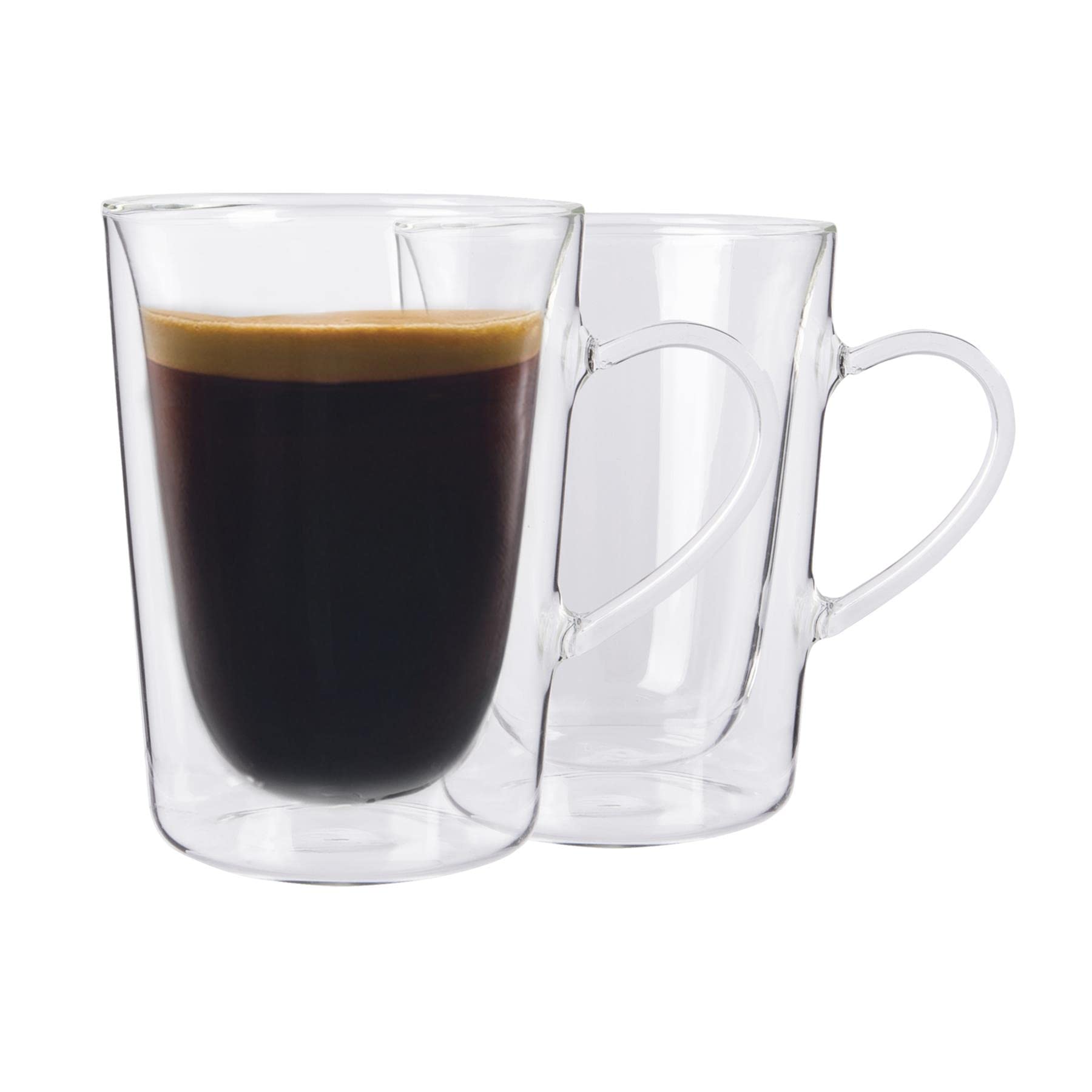 Rink Drink Coffee Cups (285Ml) Double Walled Coffee Cups - 285Ml - Pack Of 2 - Heat Resistant Glass Coffee Mugs Latte Glasses Hot Chocolate Cappuccino Cup Tea Glass Mugs With Handles