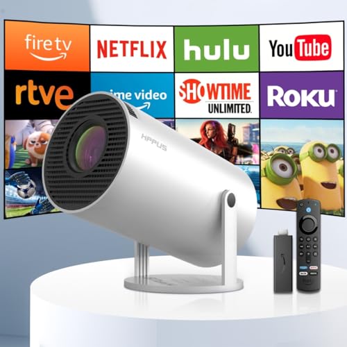 HIPPUS mini proiettore supporta Argento 4K Full HD 1080P, Android 11.0, Correzione Trapezoidale Automatica, 180° proiettore rotante con 2.4/5G WiFi Bluetooth 5.0, schermo da 130 pollici