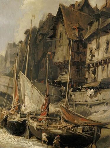 Scène portuaire Eugene Isabey tableau déco bureau pour ambiance marine raffinée