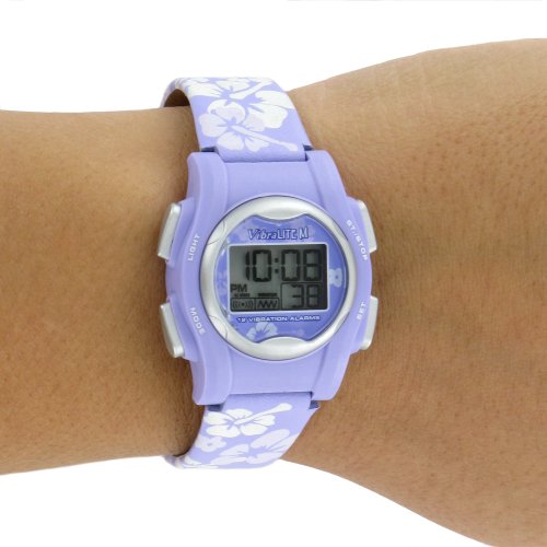 Vibralite Mini 12-Alarm Vibrating Watch - Purple Flower #TOP3