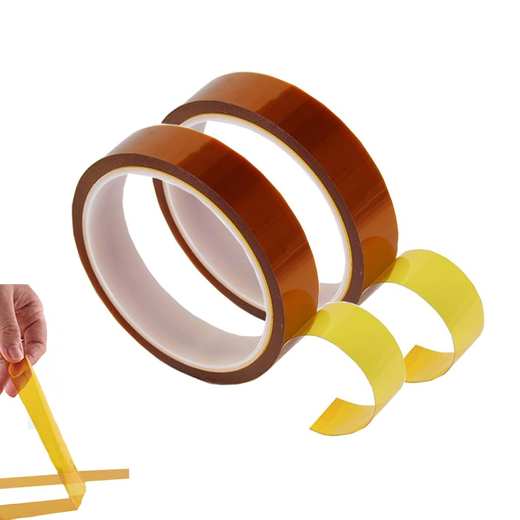 Goodern Heat Tape,2 Rolls Heat Resistant Tape for Sublimation, 20mm*33m Heat Transfer Tape,High Temperature Resistant Tape,Heat Transfer Printing PCB Tape,Heat Transfer Electronics Masking-Yellow