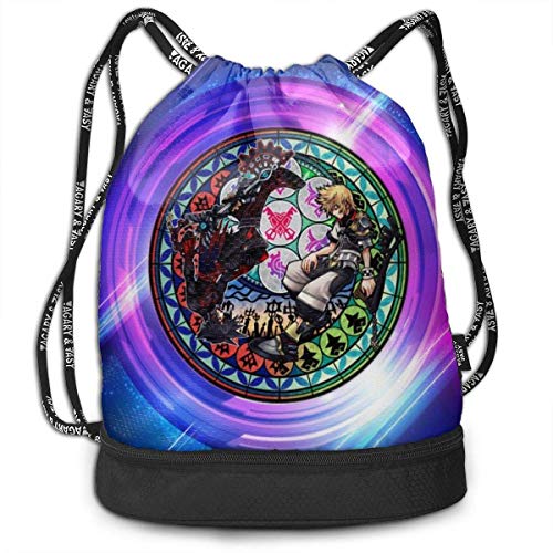 HFXY King-dom Hearts Mochila de paquete ultra duradera Mochila con cordón de poliéster impresa en...