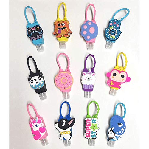 Álcool Gel 30 ml e Capinha Regulável de Silicone com Figuras Divertidas e Coloridas