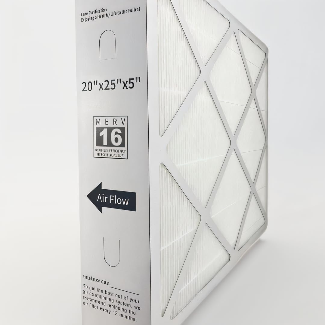 LEKEN X6675 20x25x5 AC stove HVAC filter, MERV 16, suitable for households with pets (precise size 19.85 inches x 24.8 inches x 4.48 inches) 1-Pack