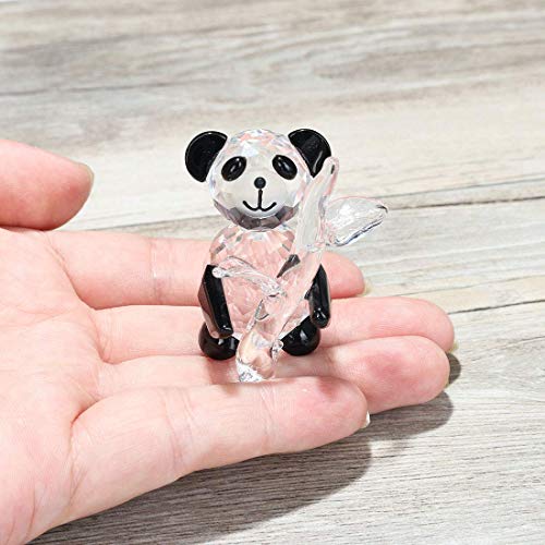 H&D Hyaline & Dora Cute Crystal Glass Panda Figurine With Bamboo For Home Office Decor #TOP6