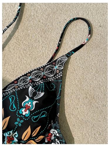 SweatyRocks Women's Floral Print Bikini Tops Strap Tie Back Swimsuit Bathing Suit Tops4
