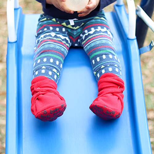 image for BirdRock Baby Fleece Baby Booties - Organic Cotton & Gripper Bottoms, 
