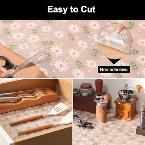 Image of Kitchen Drawer Liner, Shelf Liners for Kitchen Cupboards, Non-adhesive Cabinet Liner, Waterproof & Non-slip Cupboard Liner, 30x300CM EVA Fridge Shelf Liner Mats for Shelves, Shoe Racks