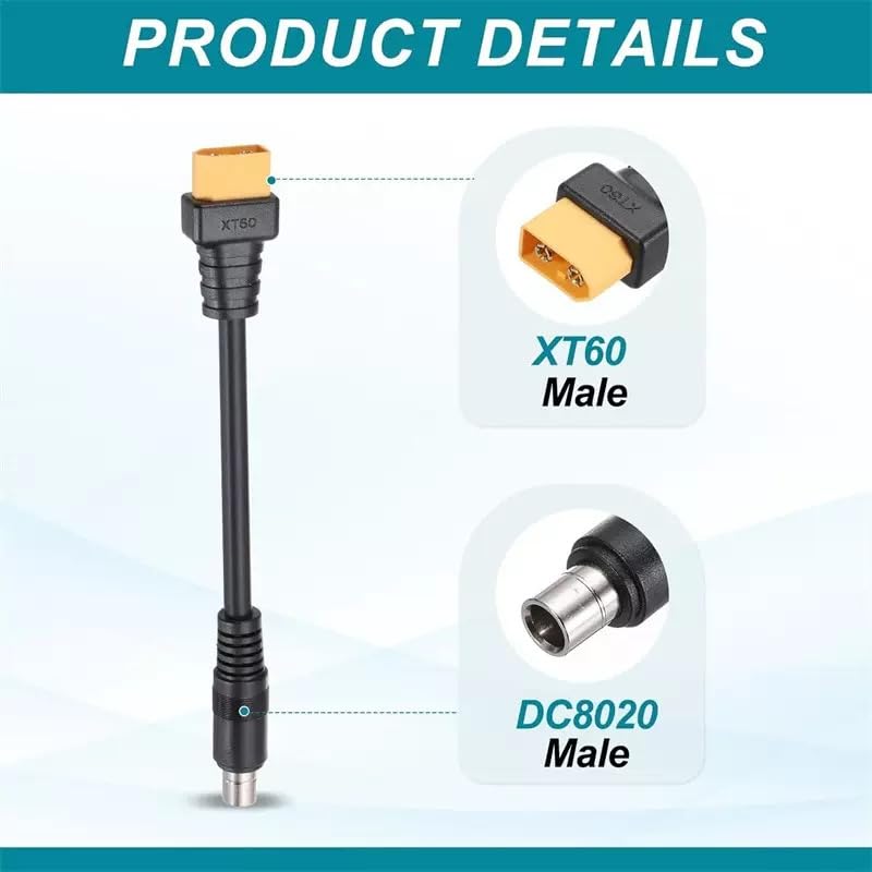 XT60 auf DC8020 Adapterkabel – Kupfer-Adapter für Solargeneratoren, Akkuspeicher & Modellbau – Kompatibel mit Lithiumbatterien, Drohnen, DC-Geräten (15 cm) – Bild 3